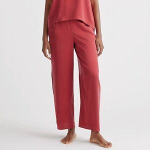 Quince Pure Mulberry Silk Washable Pajama Lounge Wide Leg Pants Crimson Red M